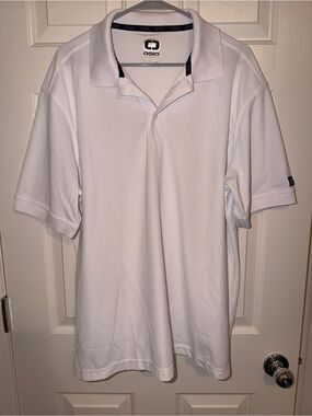 XL OGIO White Men's Polo with Contrast Trim